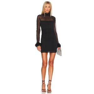 Amanda Uprichard Black Sheer Sleeve Mini Dress